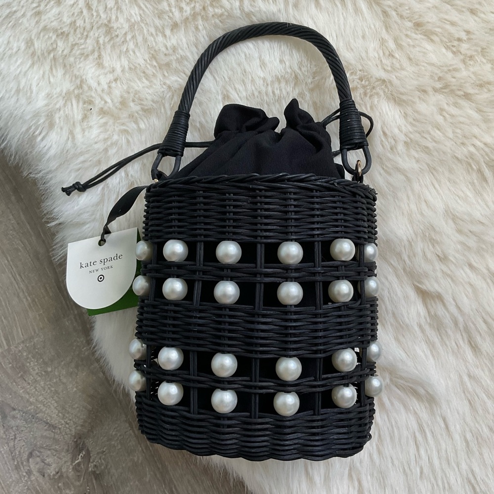 ♠️🤍Pearl Embellished Basket Bucket Bag - kate spade new york x Target Black - Picture 2 of 10